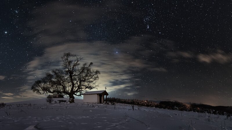 Small Chapel in Snow — Black