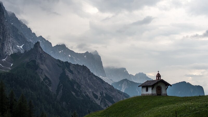 Small Chapel on Hill — Green, Serene