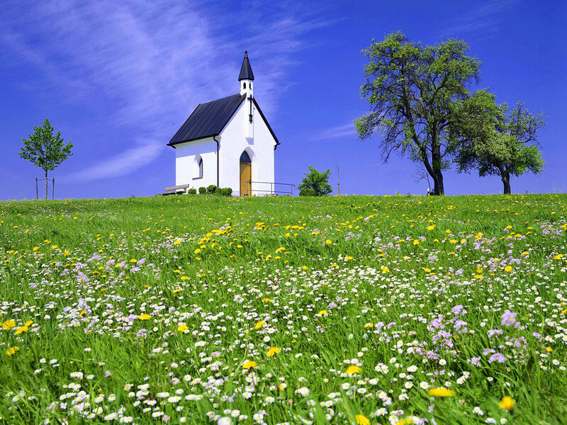 Small Chapel on Hill — Green