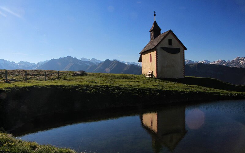 Small Chapel on Hillside — Blue