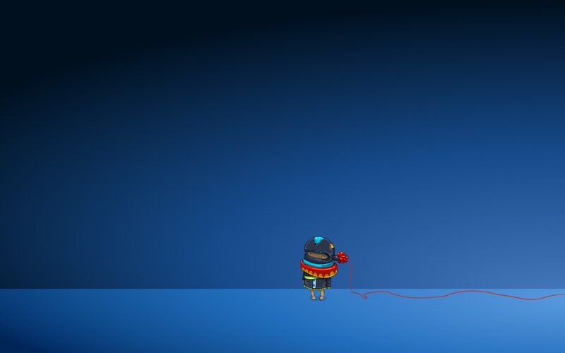 small character with red string