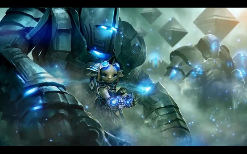 Small Character with Robots — Blue
