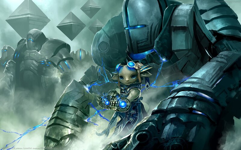 Small Character with Robots — Gray