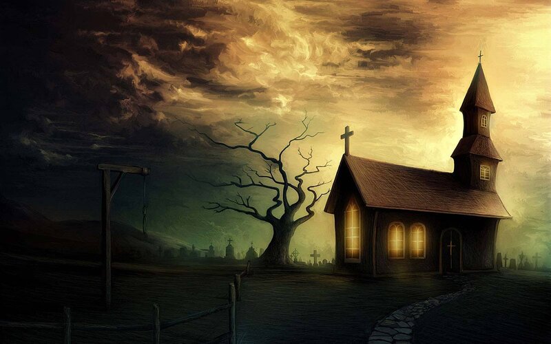 Small Church at Night — Brown