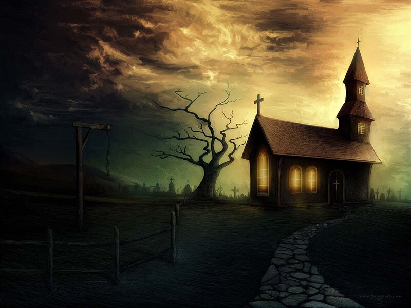 Small Church at Night — Dark Brown