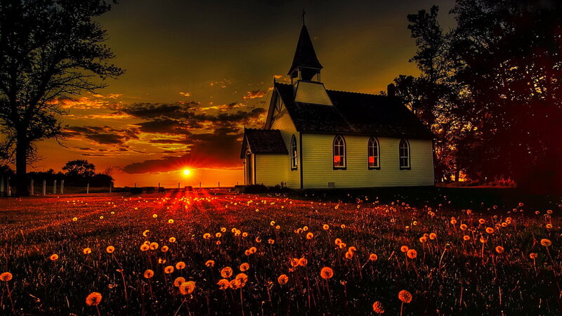 Small Church at Sunset