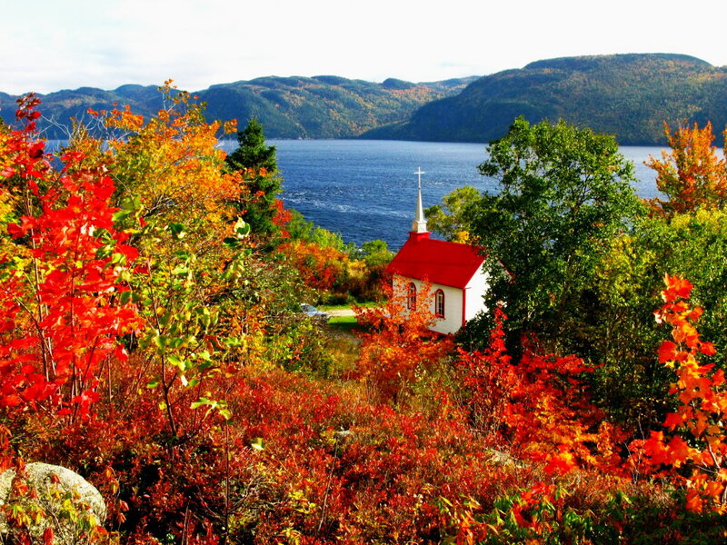 Small Church by Lake — Red