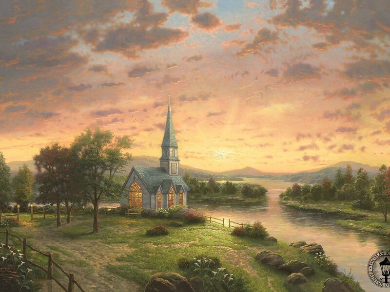 Small Church by River — Orange, Serene