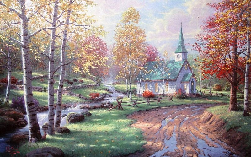 Small Church in Autumn — Green