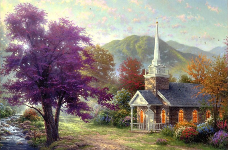 Small Church in Autumn — Purple