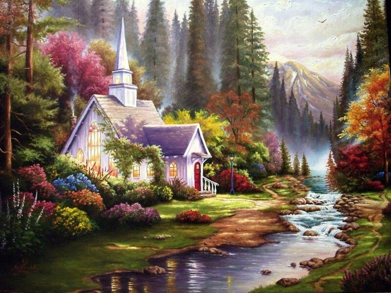 Small Church in Forest — Green