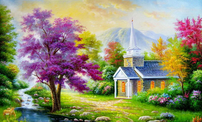 Small Church in Garden