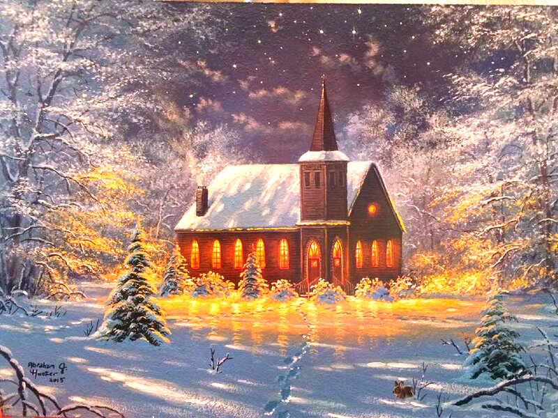 Small Church in Snow — White, Serene