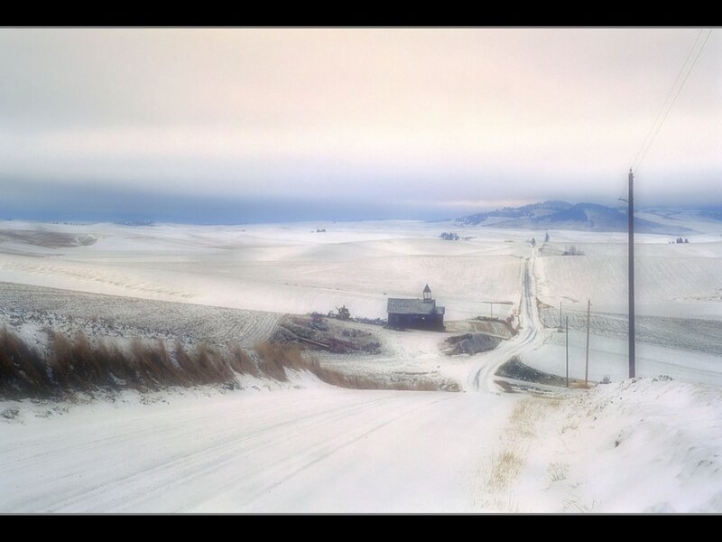 Small Church in Snow — White