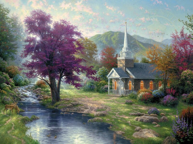 Small Church in Valley — Green, Serene