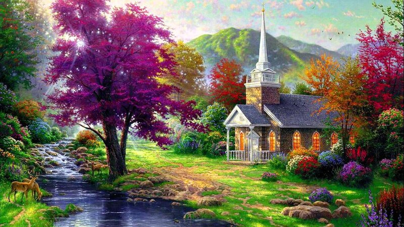 Small Church in Valley — Green