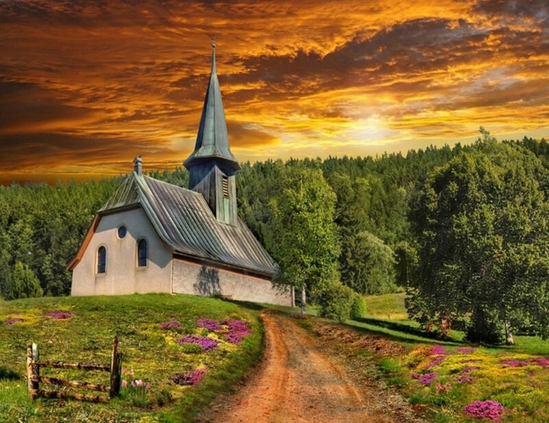 Small Church on Hill — Orange, Serene