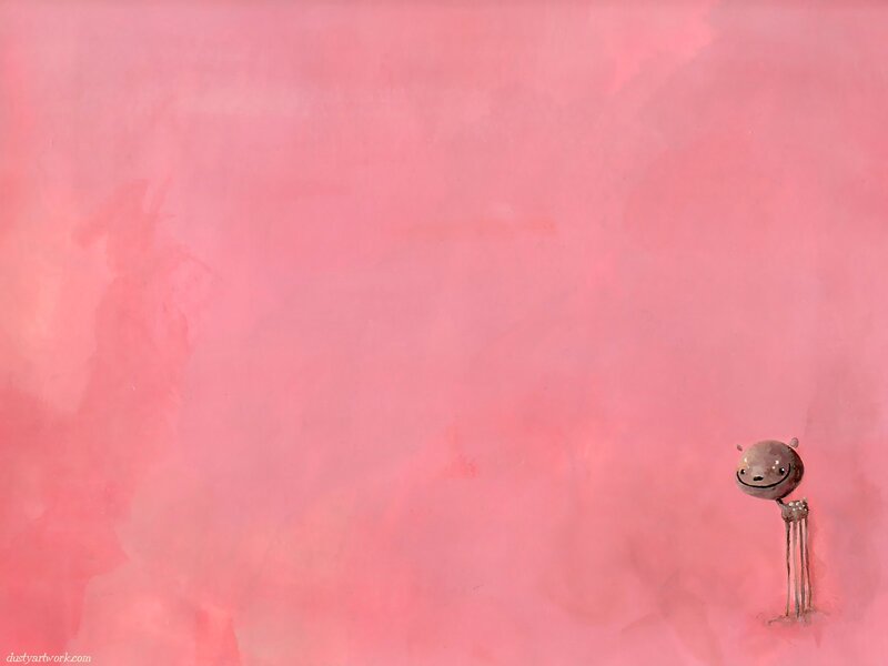 small creature on pink background