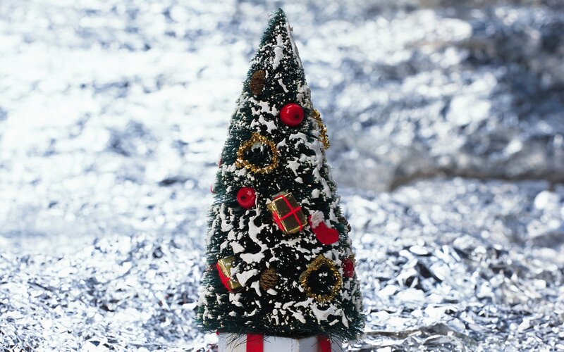 Small decorated Christmas tree