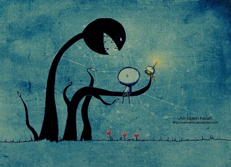 Small Figure with Glowing Heart