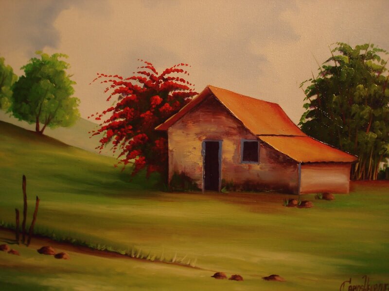 Small House in Field — Green, Serene, Afternoon
