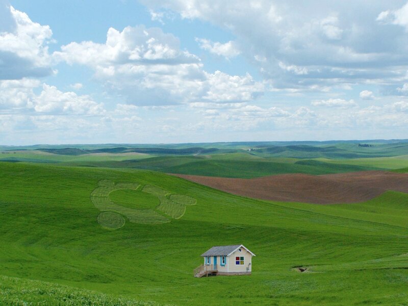 Small House in Field — Green