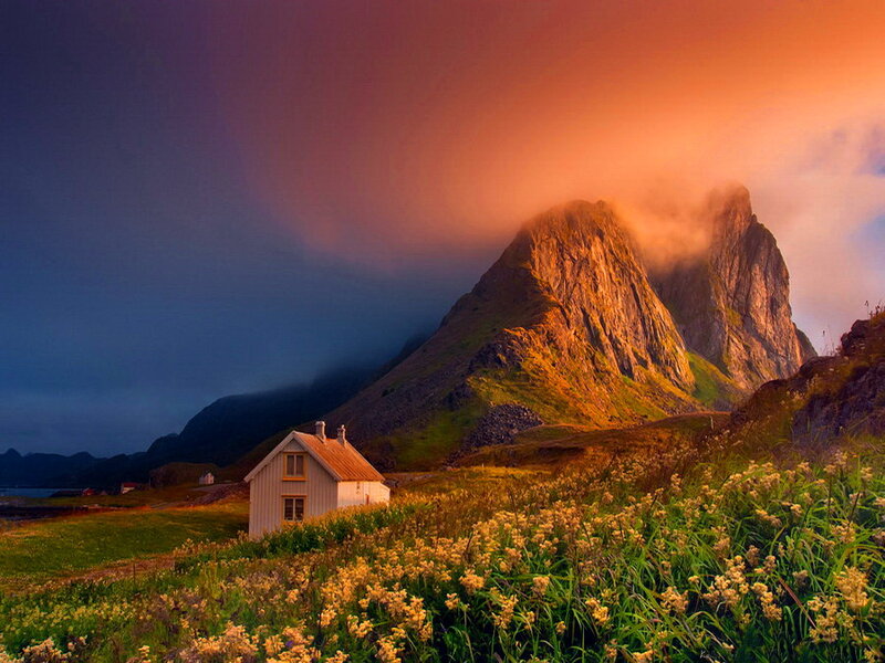 Small House in Mountain Valley — Orange