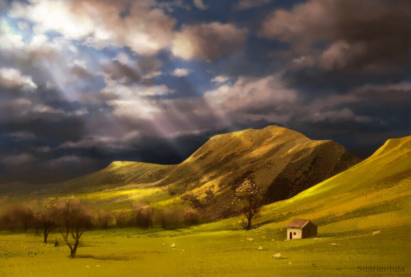 Small House in Valley — Yellow