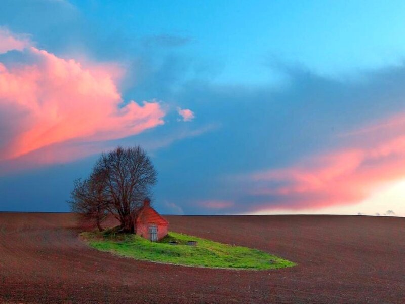 Small House on Hill — Blue