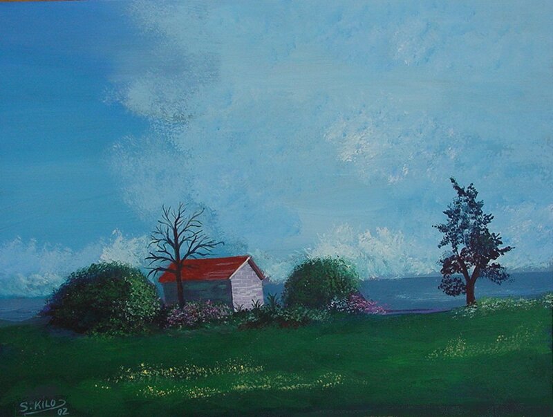 Small House on Hill — Green, Serene