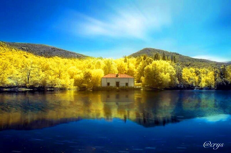 Small House on Lake — Blue