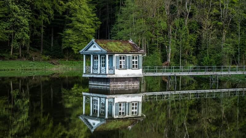 Small House on Lake — Green