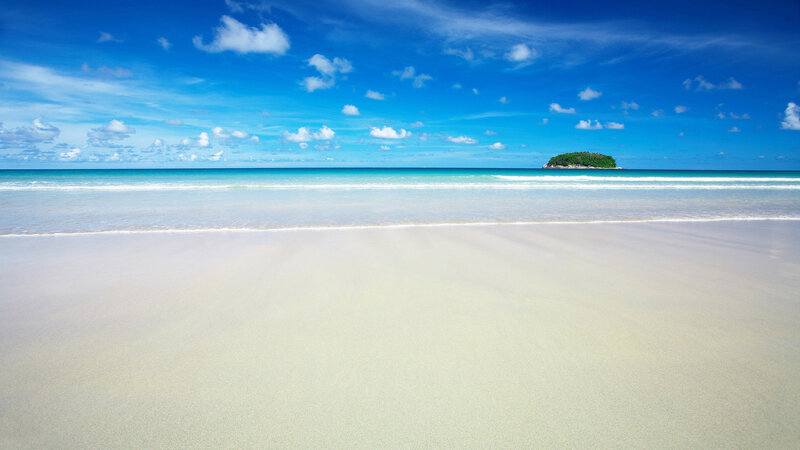 Small Island in Ocean — Blue, Serene, Afternoon