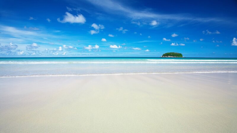 Small Island in Ocean — Blue, Serene