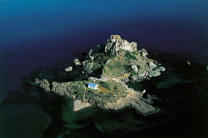 Small Island with Chapel — Blue, Serene
