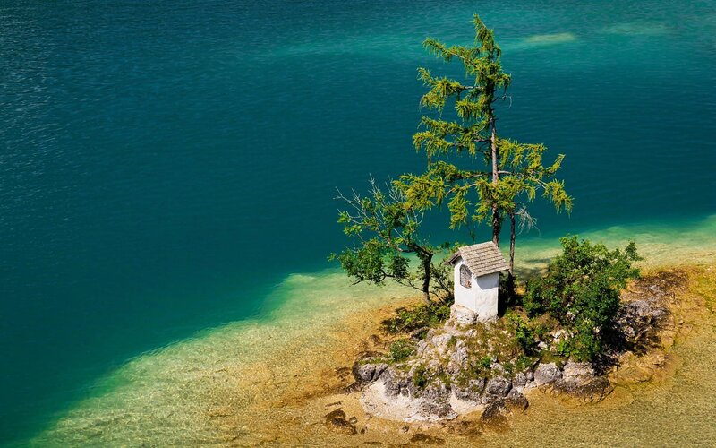 Small Island with Chapel — Blue