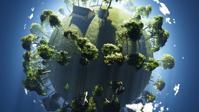 Small Planet with Trees — Green