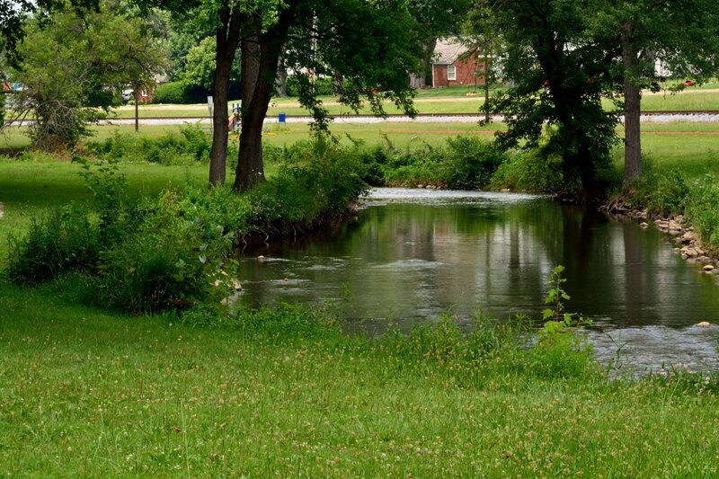Small River in Park — Green