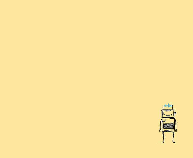small robot on yellow background