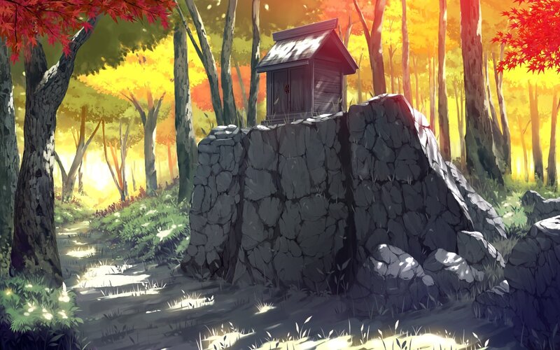 Small Shrine in Forest — Yellow