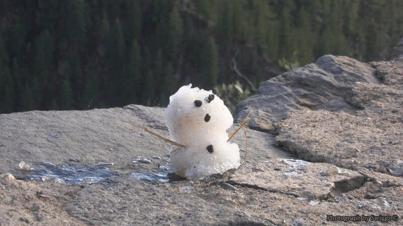 Small Snowman on Rock