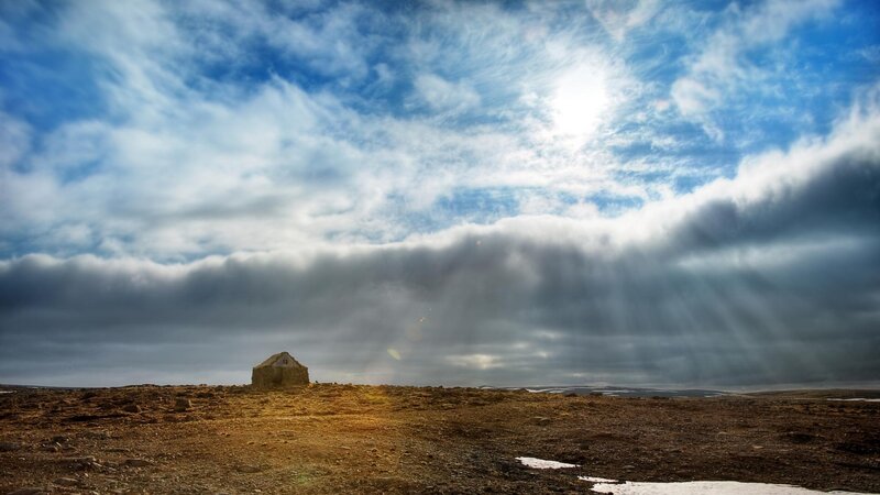 Small Stone Hut — Blue, Dramatic