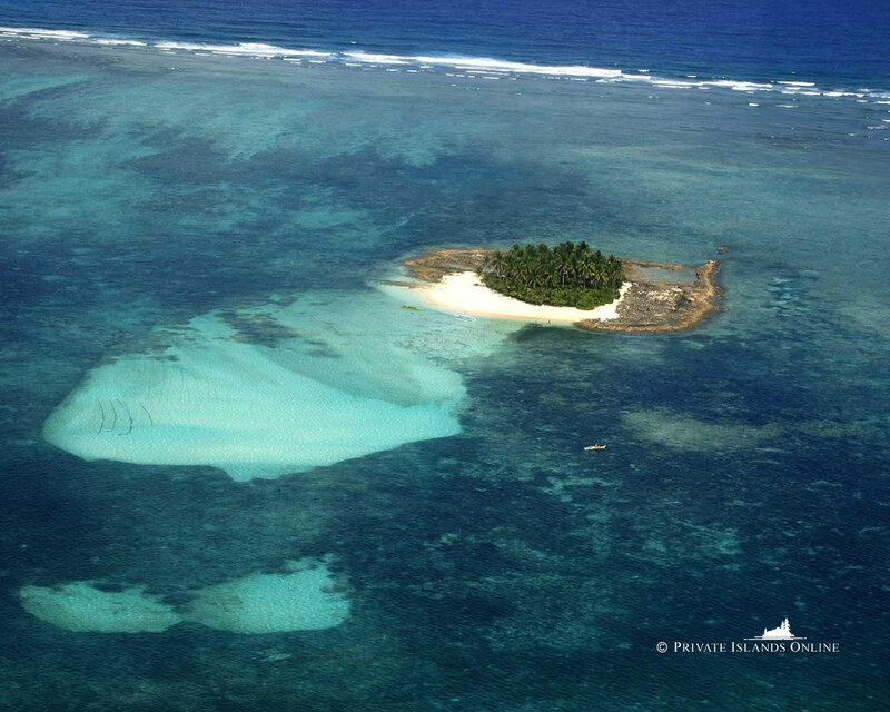 Small Tropical Island — Blue, Serene, Afternoon, Photograph, Coral Reef