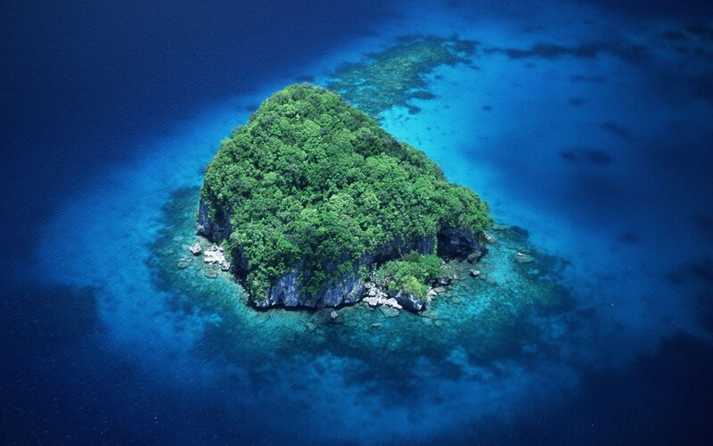 Small Tropical Island — Blue