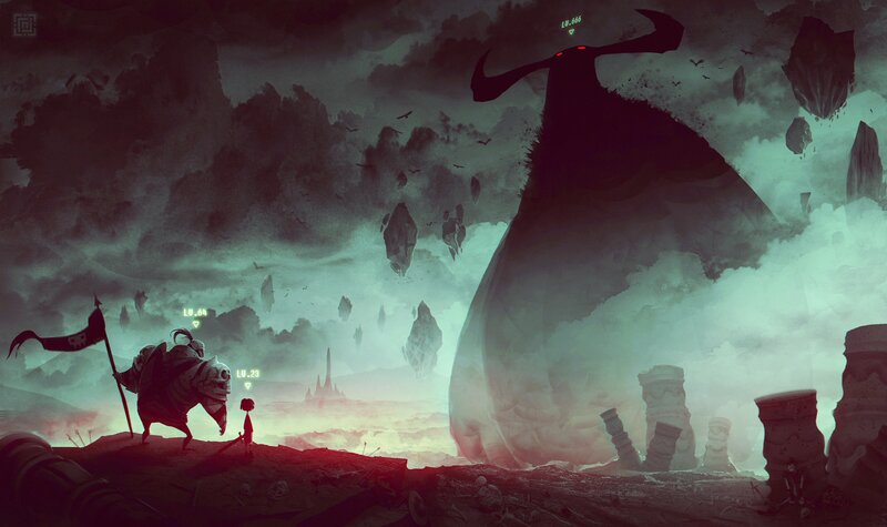 Small Warrior Facing Giant Monster