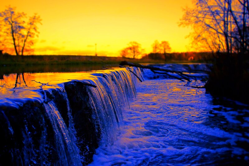Small Waterfall at Sunset