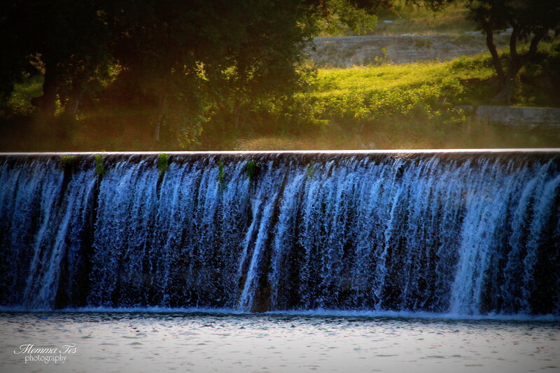 Small Waterfall Dam — Blue