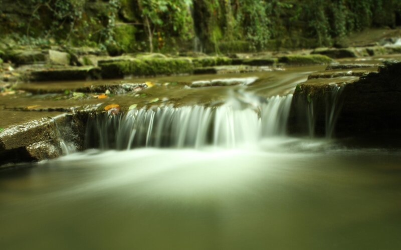 Small waterfall in a forest