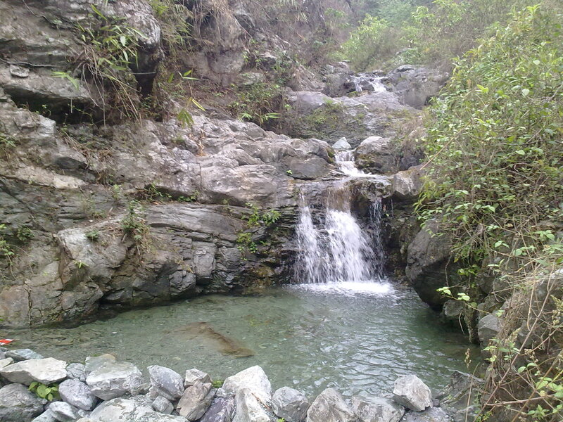 Small waterfall in a rocky stream
