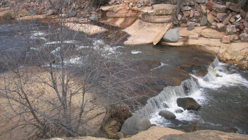 Small Waterfall in Canyon — Brown, Natural